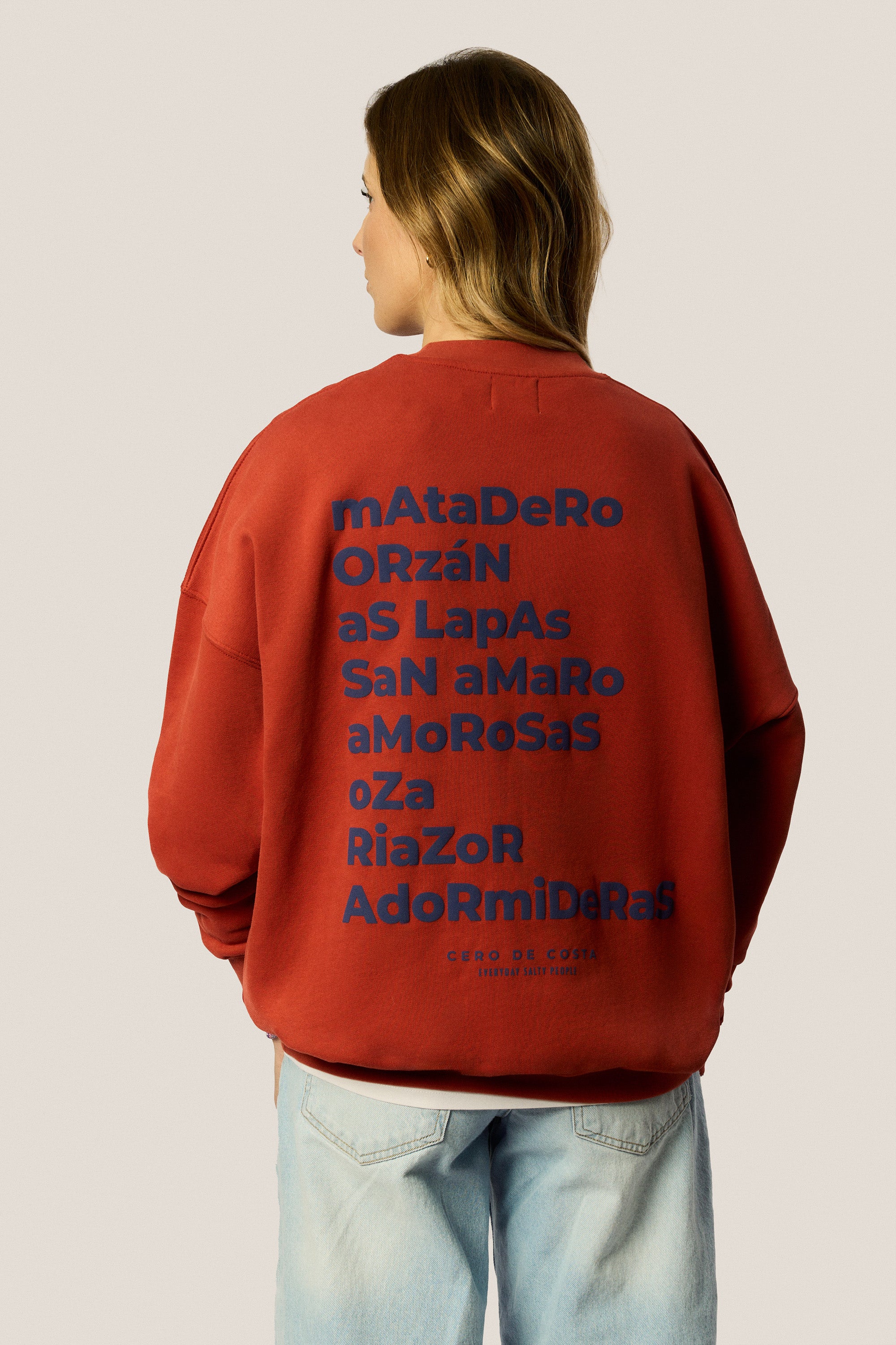 SUDADERA OVERSIZE ROJO/AZUL "LA CORUÑA" PLAYAS CIUDAD